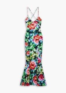 Norma Kamali - Floral-print stretch-jersey slip dress - Green - XS