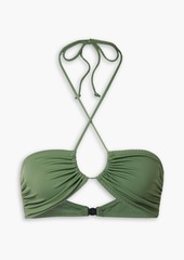 Norma Kamali - Jason ruched cutout halterneck bikini top - Green - XS