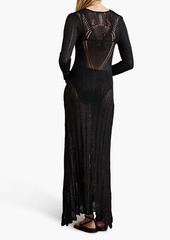 Norma Kamali - Open-knit scalloped maxi dress - Black - FR 32