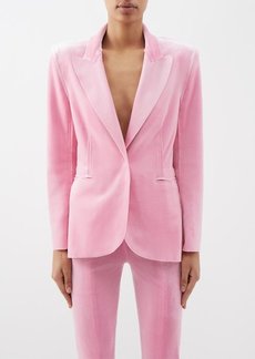Norma Kamali - Peak-lapel Velvet Blazer - Womens - Pink
