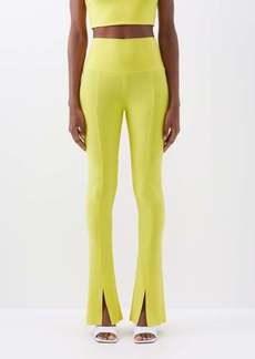 Norma Kamali - Slit-cuff Jersey Leggings - Womens - Yellow