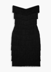 Norma Kamali - Strapless fringed stretch-jersey dress - Black - FR 32