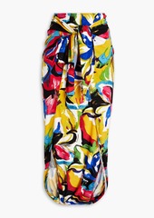 Norma Kamali - Tie-front printed stretch-jersey midi skirt - Multicolor - FR 32