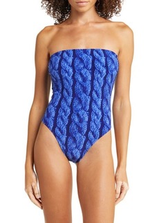 Norma Kamali Bishop Strapless Cable Print One-Piece Swimsuit