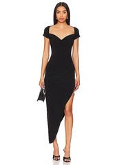 Norma Kamali Cap Sleeve Sweetheart Side Drape Gown