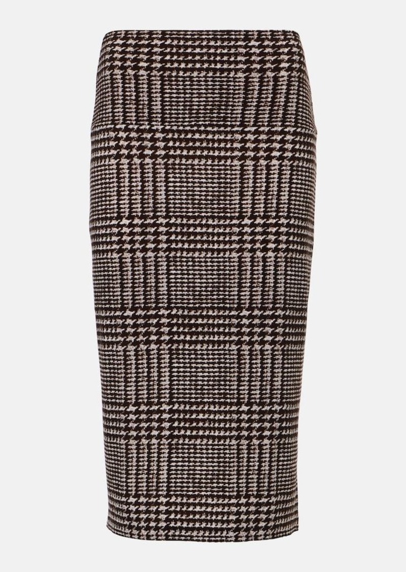 Norma Kamali Checked high-rise midi skirt