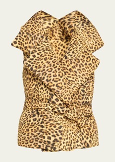 Norma Kamali Cheetah Patch Sleeveless Sleeping Bag Vest