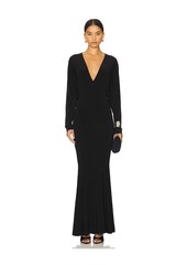 Norma Kamali Dolman V Neck Fishtail Gown