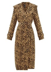 Norma Kamali Double-breasted leopard-print trench coat