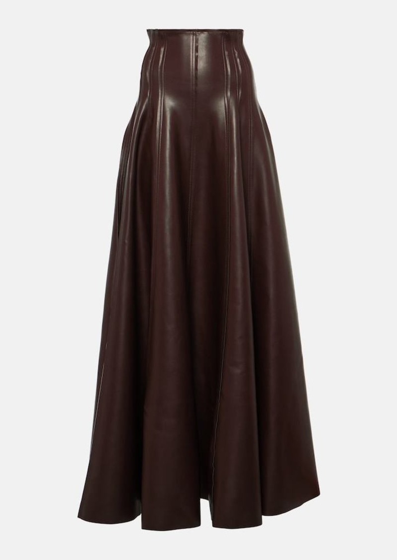 Norma Kamali Grace pleated faux leather maxi skirt