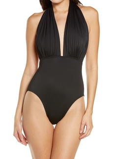 Norma Kamali Halter Low Back One-Piece Swimsuit