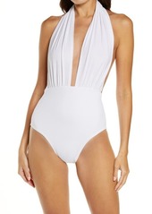 Norma Kamali Halter Low Back One-Piece Swimsuit