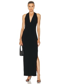 Norma Kamali Halter Neeta Side Slit Gown