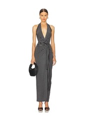 Norma Kamali Halter Wrap Straight Gown