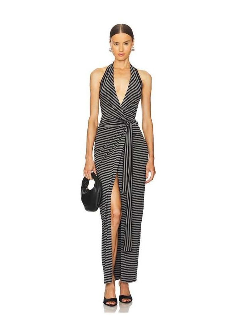 Norma Kamali Halter Wrap Straight Gown