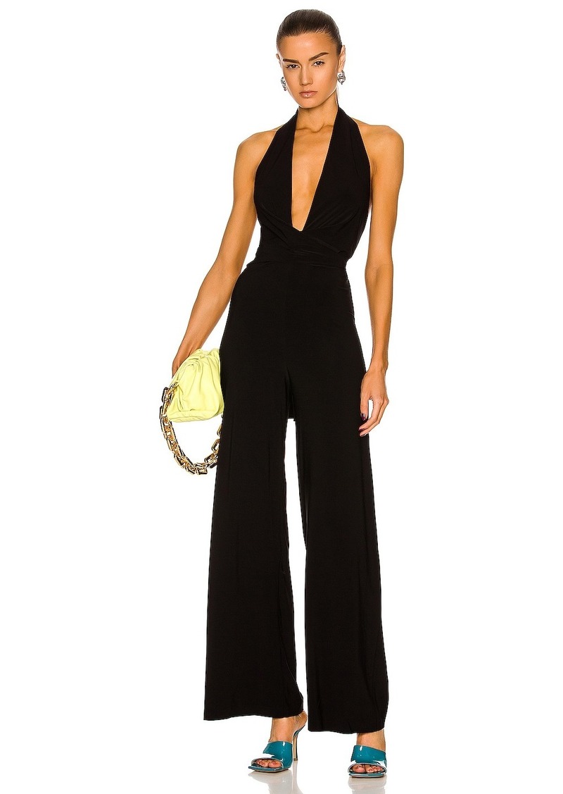 Norma Kamali Halter Wrap Straight Leg Jumpsuit