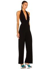 Norma Kamali Halter Wrap Straight Leg Jumpsuit