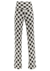 Norma Kamali High-rise gingham stretch-jersey trousers