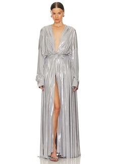 Norma Kamali Hooded Super Oversized Shirt Flared Gown