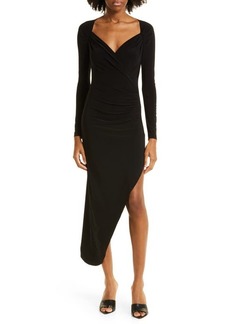 Norma Kamali Long Sleeve Asymmetric Hem Cocktail Dress