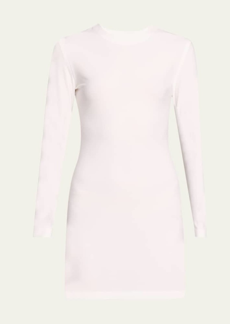 Norma Kamali Long-Sleeve Crewneck Mini Dress