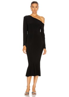 Norma Kamali Long Sleeve Drop Shoulder Fishtail Dress