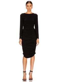 Norma Kamali Long Sleeve Shirred Dress