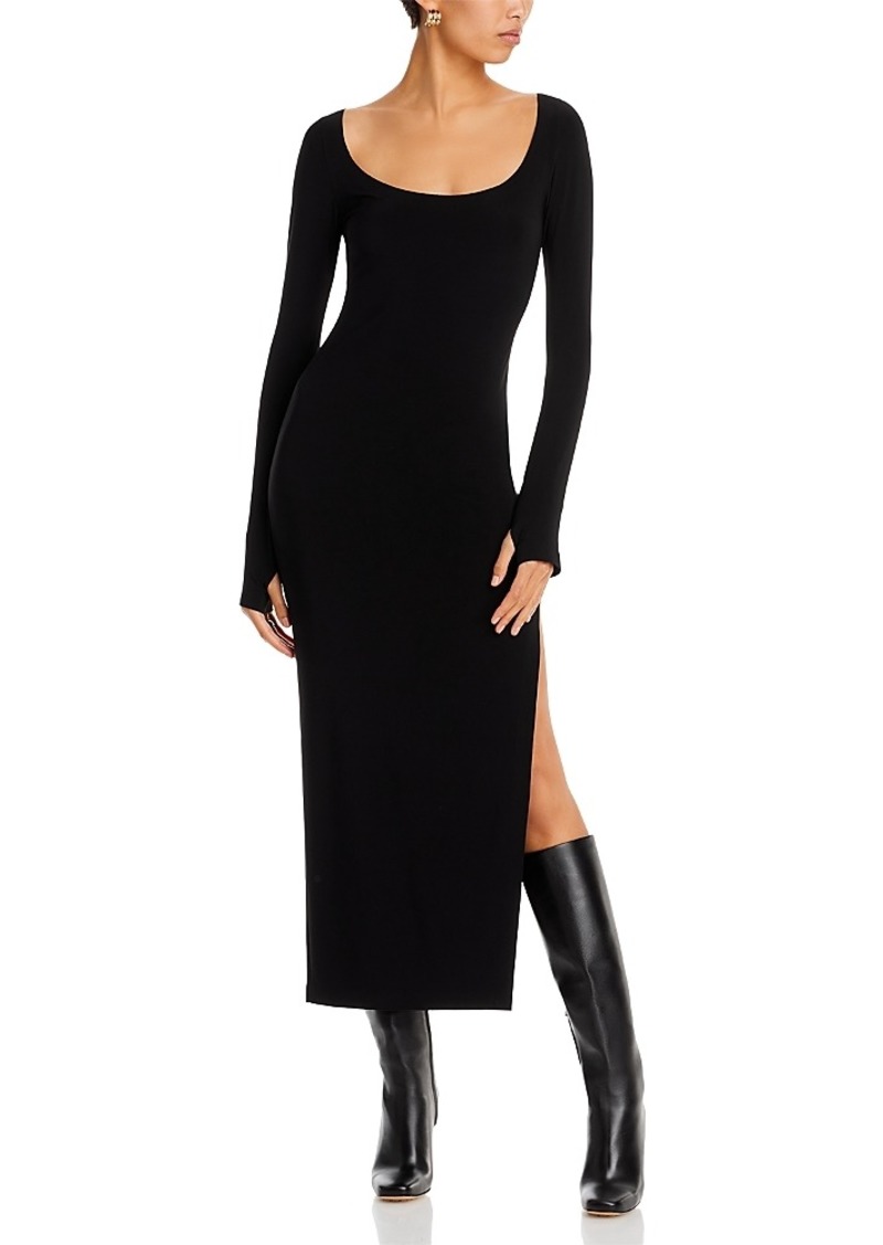 Norma Kamali Long Sleeve Side Slit Gown