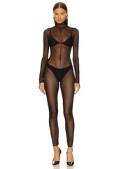 Norma Kamali Crotchless Long Sleeve Turtle Catsuit