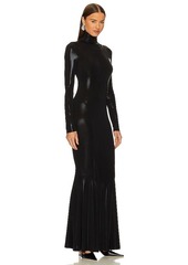 Norma Kamali Long Sleeve Turtle Fishtail Gown