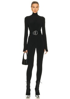 Norma Kamali Long Sleeve Turtleneck Catsuit with Footie