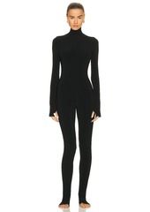 Norma Kamali Long Sleeve Turtleneck Catsuit with Footie