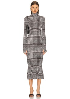 Norma Kamali Long Sleeve Turtleneck Fishtail Dress