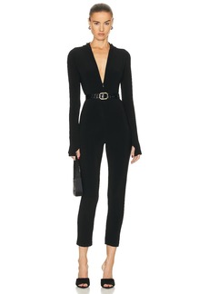 Norma Kamali Long Sleeve Turtleneck Skull Cap Catsuit