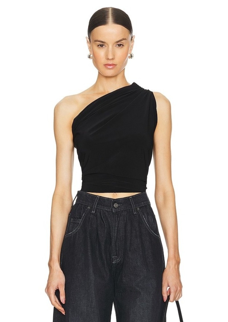 Norma Kamali One Shoulder Peasant Top