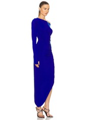 Norma Kamali One Sleeve Drop Shoulder Side Drape Gown
