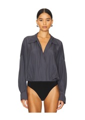 Norma Kamali Oversized Boyfriend Shirt Bodysuit