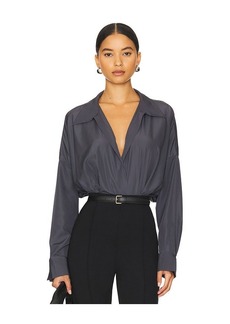 Norma Kamali Oversized Boyfriend Shirt Bodysuit