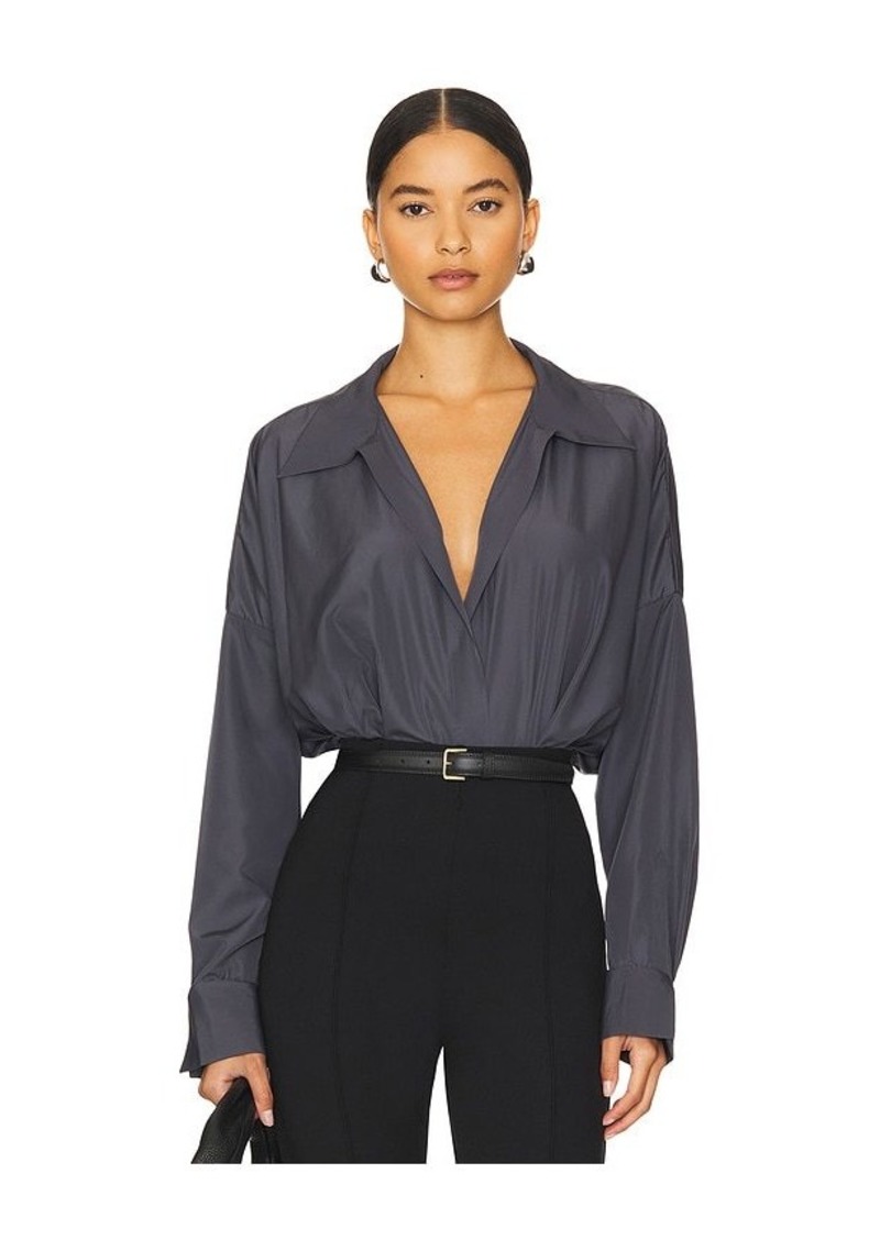 Norma Kamali Oversized Boyfriend Shirt Bodysuit