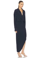 Norma Kamali Oversized Boyfriend Shirt Side Drape Gown