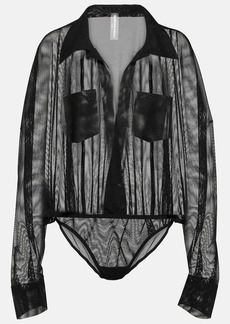 Norma Kamali Semi-sheer mesh bodysuit