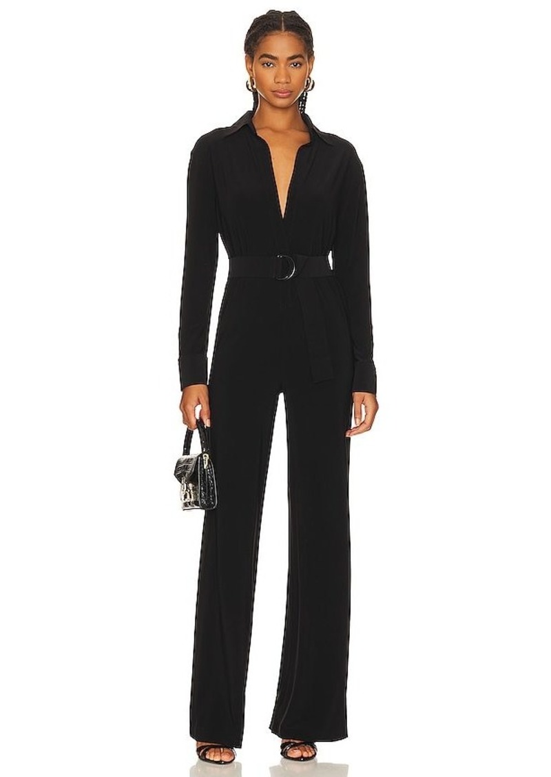 Norma Kamali Shirt Straight Leg Jumpsuit With Collar Stand