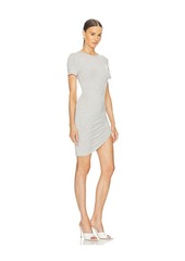 Norma Kamali Short Sleeve Crewneck Side Drape Micro Dress