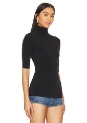 Norma Kamali Slim Fit Short Sleeve Turtleneck Top