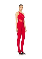 Norma Kamali Snake Mesh Catsuit With Footsie