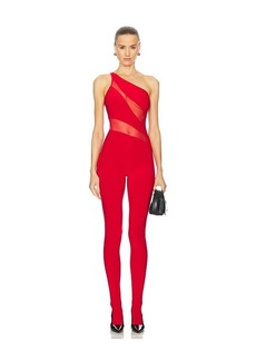 Norma Kamali Snake Mesh Catsuit With Footsie