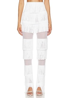 Norma Kamali Spliced Boot Pant With Fringe