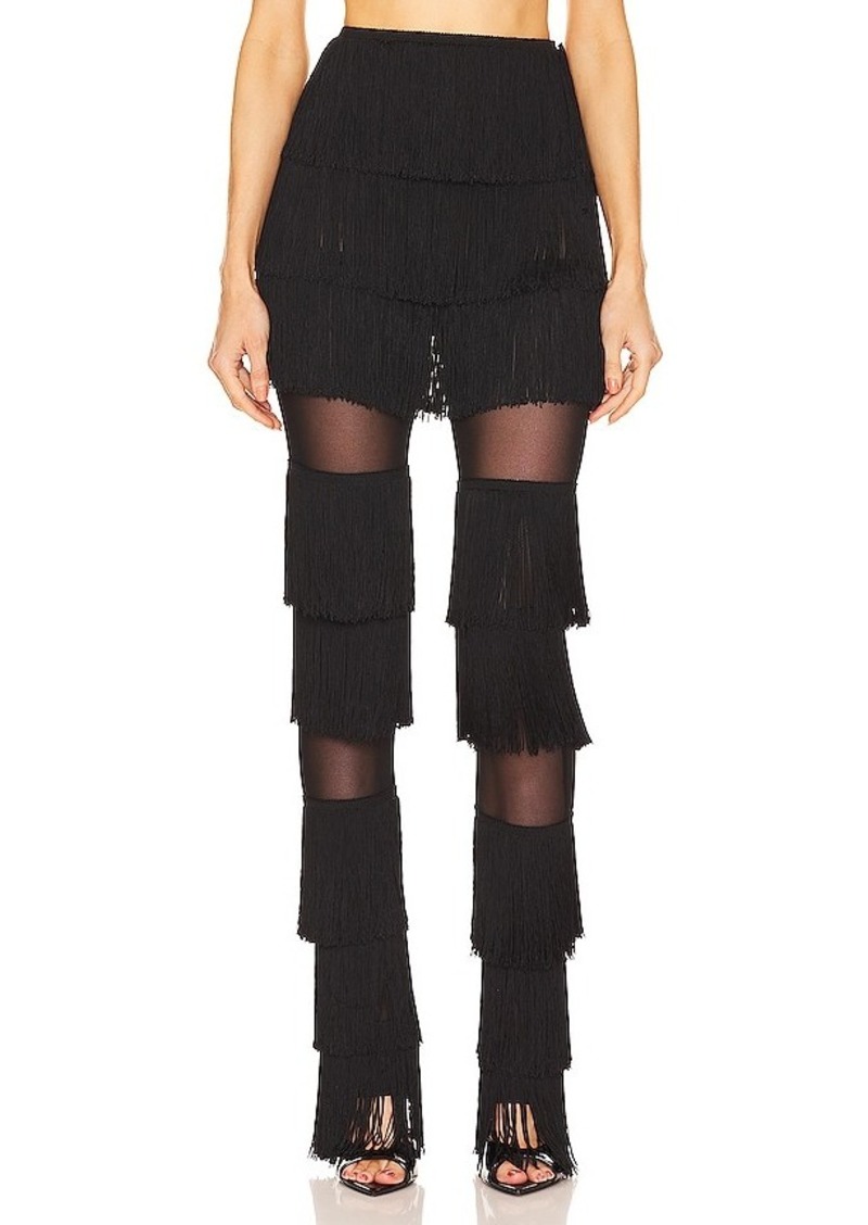 Norma Kamali Spliced Boot Pant With Fringe