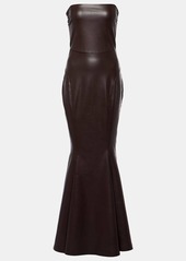Norma Kamali Strapless faux leather fishtail gown