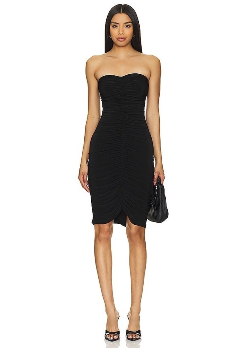 Norma Kamali Strapless Shirred Front Dress To Knee
